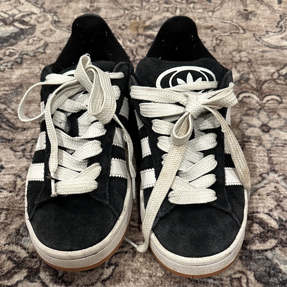 Adidas Women's Black and White Suede Sneakers